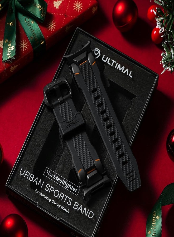 ULTIMAL Watch Band for Samsung Galaxy Watch 8 40mm/44mm/Classic 46mm Compatible with Samsung Watch Strap Bands for Men Sport Bands for Watch Rugged Premium TPU & Metal(Black+Black) - Image 2