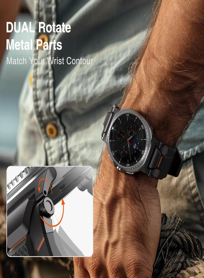 ULTIMAL Watch Band for Samsung Galaxy Watch 8 40mm/44mm/Classic 46mm Compatible with Samsung Watch Strap Bands for Men Sport Bands for Watch Rugged Premium TPU & Metal(Black+Black) - Image 4