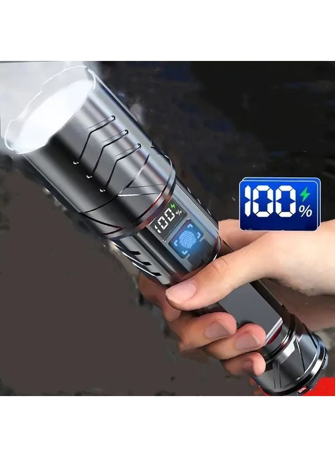 Yuanbaofeng Black USB C Fast Charging LED Flashlight Tactical Portable Digital Display Rechargeable For Outdoor Camping Emergency Lighting - Image 3