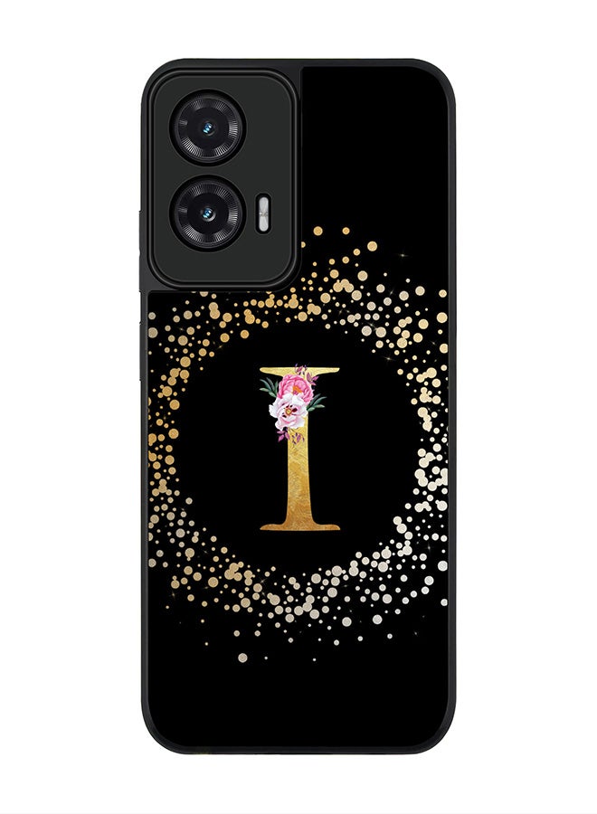 Stylizedd For Motorola Moto G35 Case,Slim fit Camera Protection, Shockproof Thin Phone cover  - Custom Monogram Floral - I ( Black )