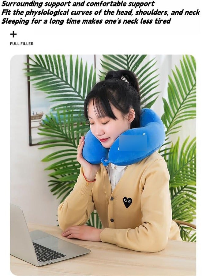 Travel Pillow For Airplane Neck Pillow For Travel Memory Foam Cotton Travel Neck Pillow For Adults Soft Lightweight Flight Pillow Ergonomic Neck Cushion (Dark Blue) - Image 3