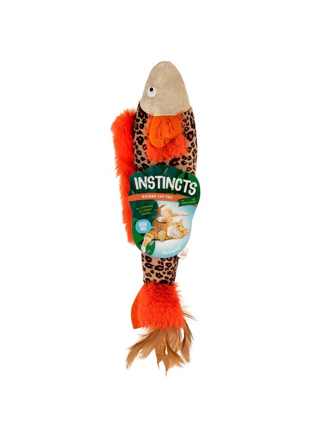 SmartyKat SmartyKat Instincts HappyNip Fin Frenzy Fish Kicker Crinkle Plush Cat Toy, Contains Catnip & Silvervine - Orange/Beige, One Size  - Image 2