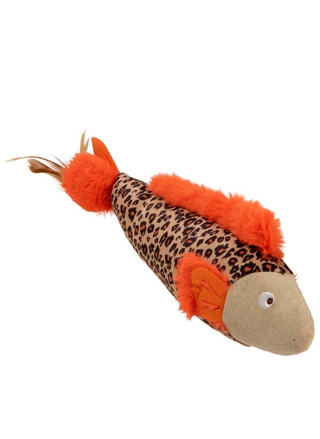 SmartyKat SmartyKat Instincts HappyNip Fin Frenzy Fish Kicker Crinkle Plush Cat Toy, Contains Catnip & Silvervine - Orange/Beige, One Size  - Image 5