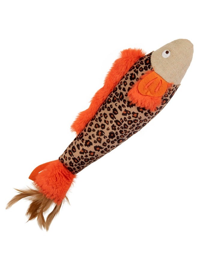 SmartyKat SmartyKat Instincts HappyNip Fin Frenzy Fish Kicker Crinkle Plush Cat Toy, Contains Catnip & Silvervine - Orange/Beige, One Size  - Image 1