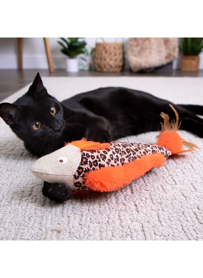 SmartyKat SmartyKat Instincts HappyNip Fin Frenzy Fish Kicker Crinkle Plush Cat Toy, Contains Catnip & Silvervine - Orange/Beige, One Size  - Image 4