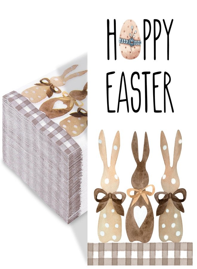 Quera 100 Pack Easter Guest Napkins Bunny Paper Dinner Napkins Happy Easter Decorative Paper Napkins for Holiday Party Dinner Toilet, 4.3 x 7.8 Inch - Image 1
