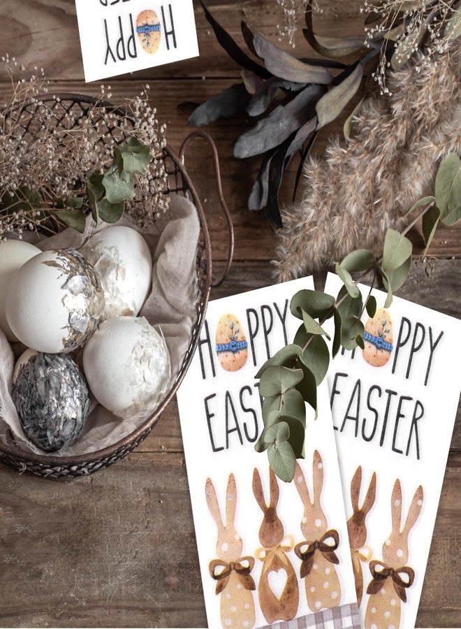 Quera 100 Pack Easter Guest Napkins Bunny Paper Dinner Napkins Happy Easter Decorative Paper Napkins for Holiday Party Dinner Toilet, 4.3 x 7.8 Inch - Image 5