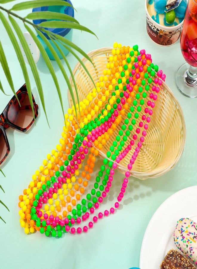 Janmercy 210 Pcs Colorful Neon Beads Necklace Bulk Orange Green Pink Bead Necklace 80's Party Necklace for Summer Carnival Birthday Party Night Club Decorations - Image 3