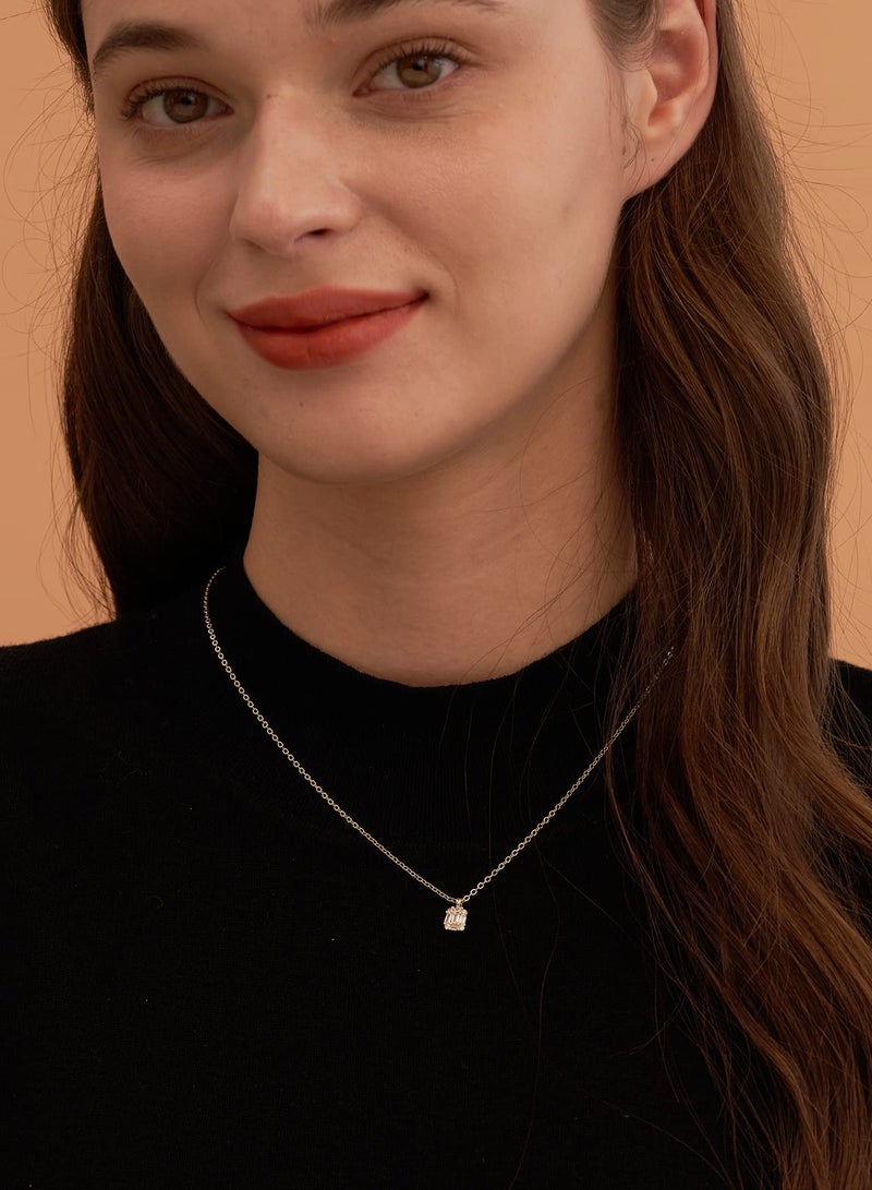 Diamond Pendant Necklace for Women， Dainty Gold Layered Necklaces 14k Gold Plated Stacked Cuban Paperclip Chain Choker Necklaces Aesthetic Simple Gold Necklace Jewelry Gifts for Women Girls  - Image 4