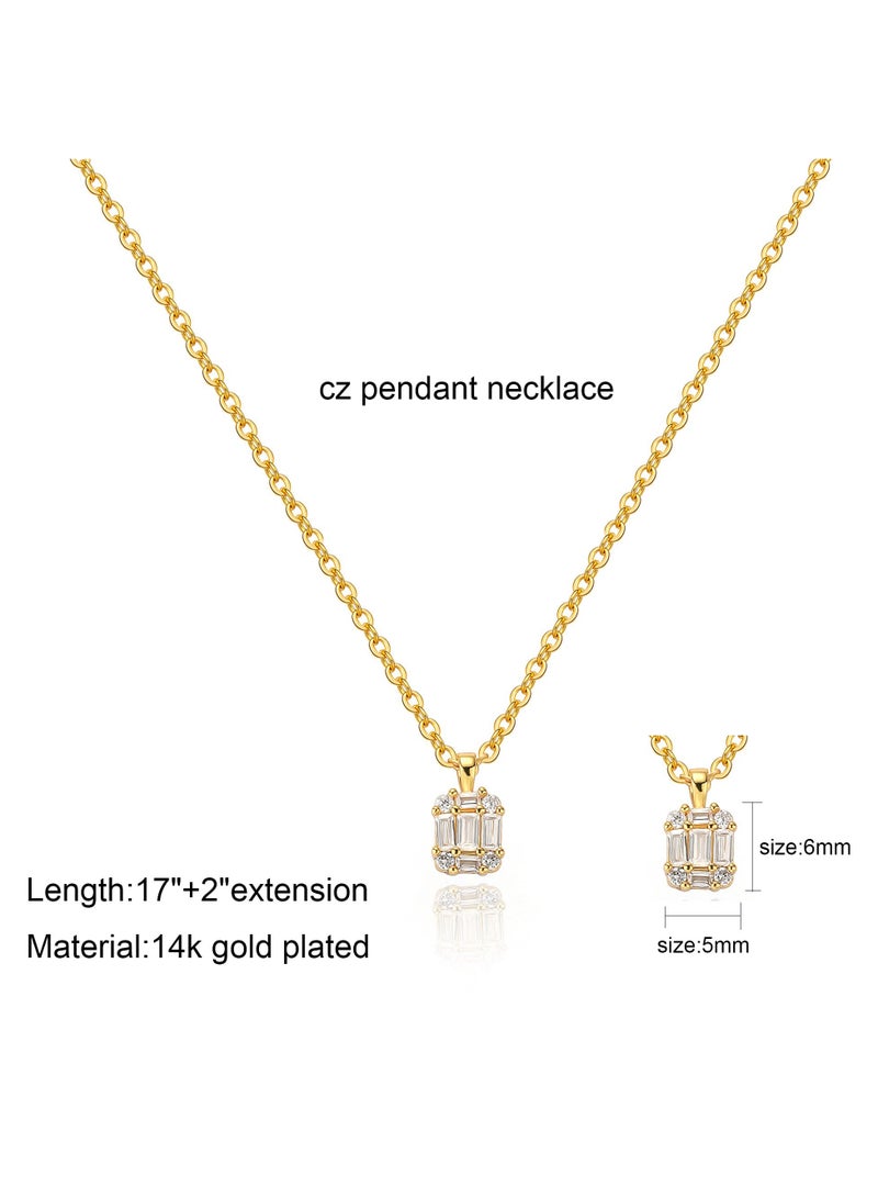 Diamond Pendant Necklace for Women， Dainty Gold Layered Necklaces 14k Gold Plated Stacked Cuban Paperclip Chain Choker Necklaces Aesthetic Simple Gold Necklace Jewelry Gifts for Women Girls  - Image 5
