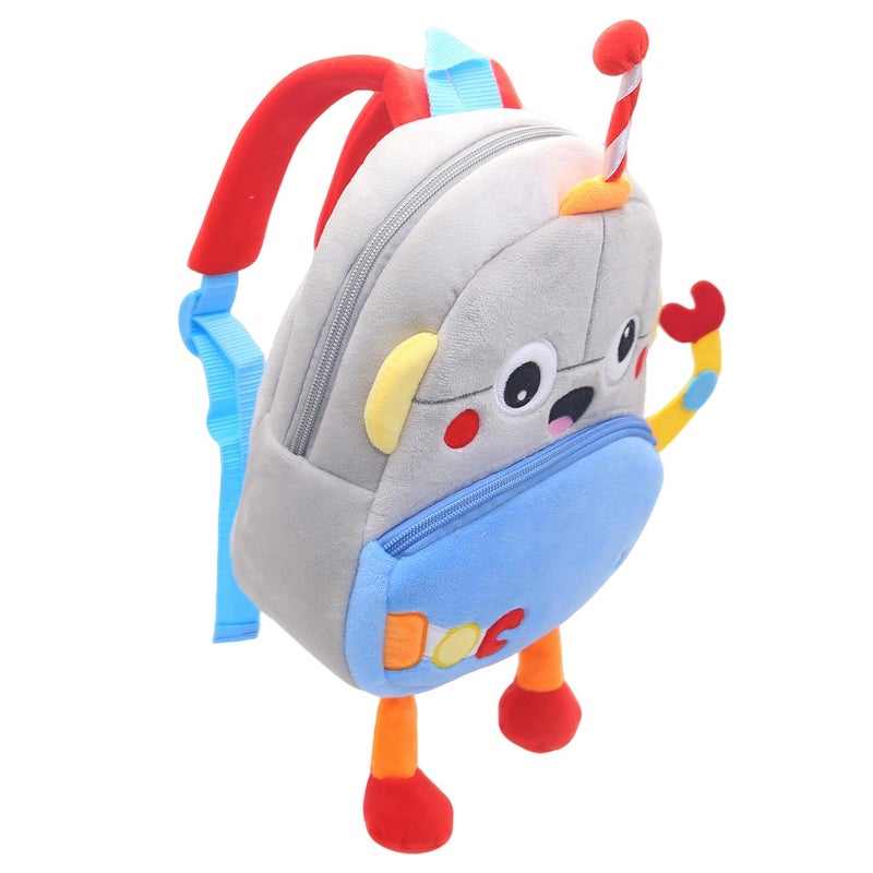 Plush Kids Backpack, Robot Space Design, Soft Lightweight School Bag for Toddlers and Preschool Kids - Image 5