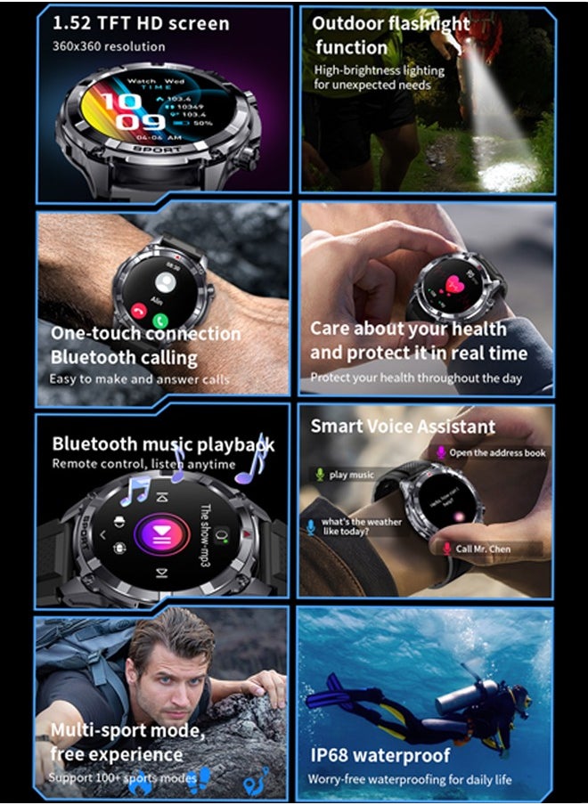 RollsTimi  - Men's Full-Screen Touch Bluetooth Smartwatch, 1.52-Inch Dial, With Sleep Monitoring, Sports Mode And Message Display, Universal Smart Watch For Android And IOS Systems, RT-i116 - Image 1