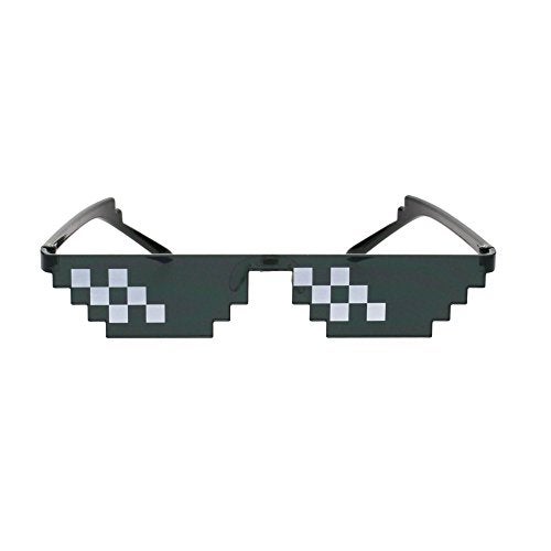 SA106 Flat Top Narrow Cat Eye Pixel Funky Party Shade Rimless Shield Sunglasses Black (6 Squares) - Image 2