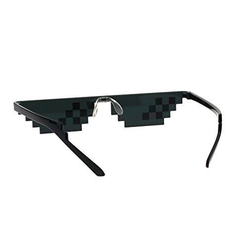 SA106 Flat Top Narrow Cat Eye Pixel Funky Party Shade Rimless Shield Sunglasses Black (6 Squares) - Image 4