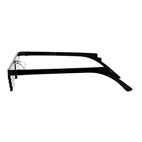 SA106 Flat Top Narrow Cat Eye Pixel Funky Party Shade Rimless Shield Sunglasses Black (6 Squares) - Image 3