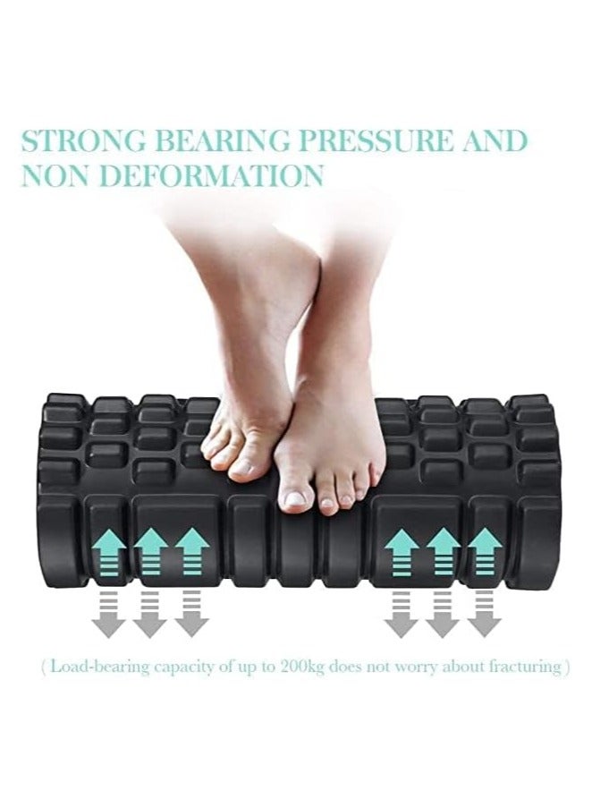 أسطوانة إسفنجية من إندوس هيلث كير لعلاج آلام الظهر، وتدليك الأنسجة العميقة وآلام الجسم، أسطوانة إسفنجية عالية الكثافة للتمرين في صالة الألعاب الرياضية، واللياقة البدنية - (33 سم) (أسود) - Image 2