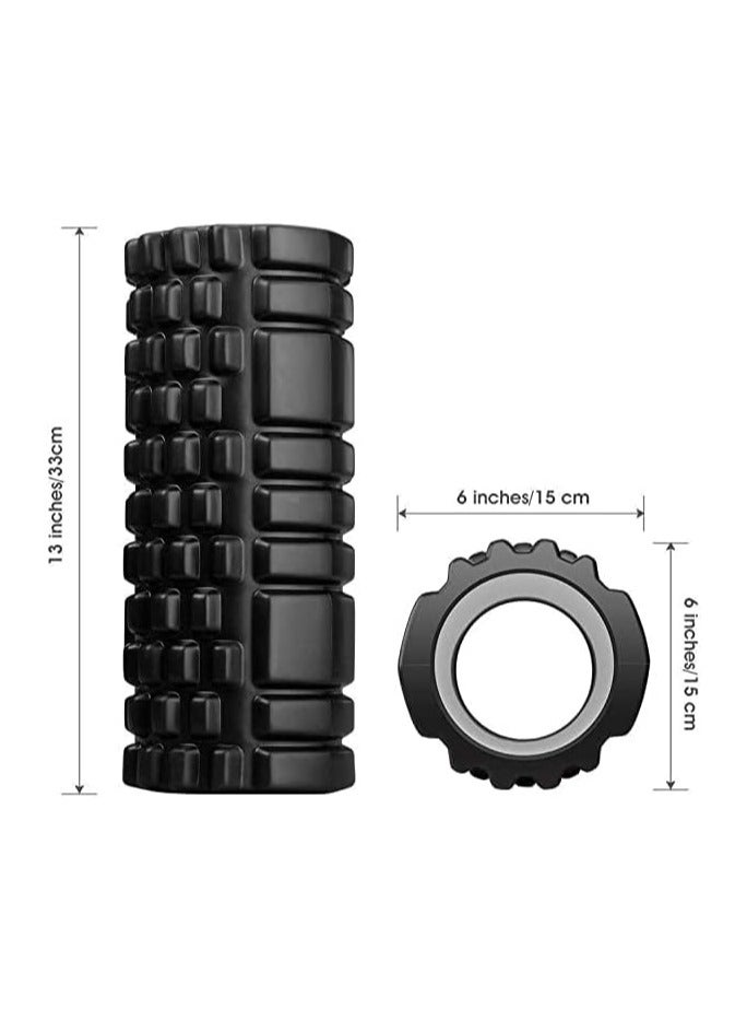 أسطوانة إسفنجية من إندوس هيلث كير لعلاج آلام الظهر، وتدليك الأنسجة العميقة وآلام الجسم، أسطوانة إسفنجية عالية الكثافة للتمرين في صالة الألعاب الرياضية، واللياقة البدنية - (33 سم) (أسود) - Image 3