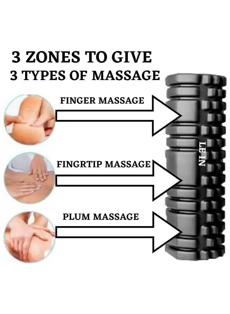 أسطوانة إسفنجية من إندوس هيلث كير لعلاج آلام الظهر، وتدليك الأنسجة العميقة وآلام الجسم، أسطوانة إسفنجية عالية الكثافة للتمرين في صالة الألعاب الرياضية، واللياقة البدنية - (33 سم) (أسود) - Image 5