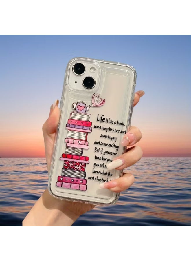 تيمو حافظة هاتف شفافة ومقاومة للصدمات بتصميم "الحياة مثل كتاب"، متوافقة مع ايفون 15 بلس مثالية لأعياد الميلاد، عيد الحب، هدايا للأولاد أو الصديقات. - Image 2