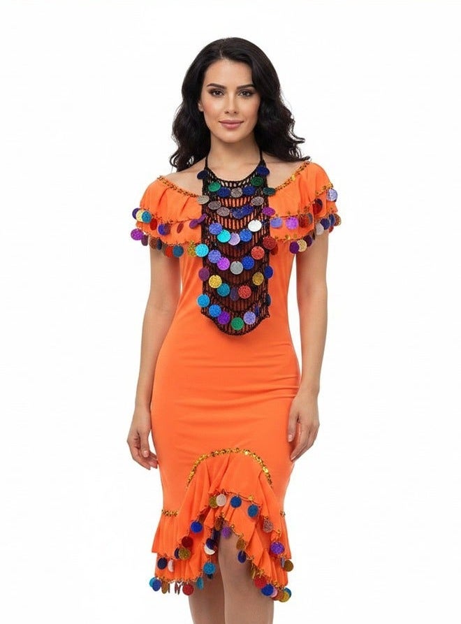 Egyptian Belly Dance Costume Abaya with Face Veil – One Size - Image 1