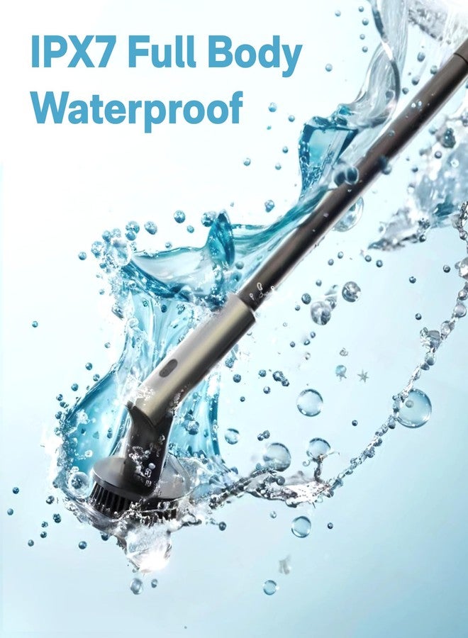 HOTO فرشاة تنظيف كهربائية دوارة بدون سلك من هوتو، IPX7 مقاومة للماء بالكامل، فرشاة تنظيف الحمام، أقصى عزم 22 رطل-بوصة، فرشاة تنظيف الدش بمقبض طويل، 6 رؤوس فرشاة، جهاز تنظيف قوي للحمام، الأرضيات، البلاط - Image 5