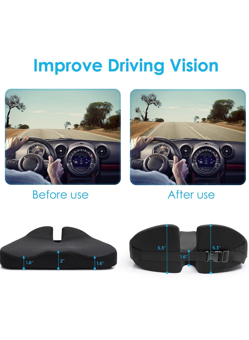 اكسيسن وسادة مقعد السيارة ، وسادة مقعد الشاحنة المرتفعة لوضعية رؤية أوسع ، وسادة لتخفيف آلام عرق النسا وسادة لتخفيف آلام عظم العصعص للقيادة لفترات طويلة - Image 3