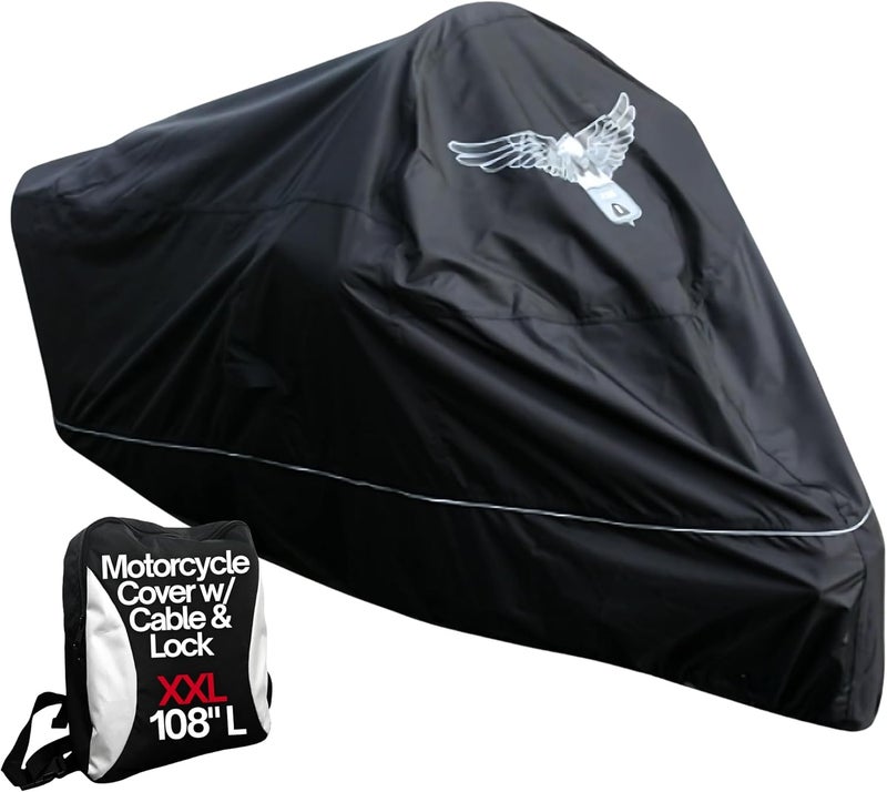 Formosa Covers Premium Motorcycle Cover with Cable & Lock - Fits up to 108" - Eagle Logo - Image 1
