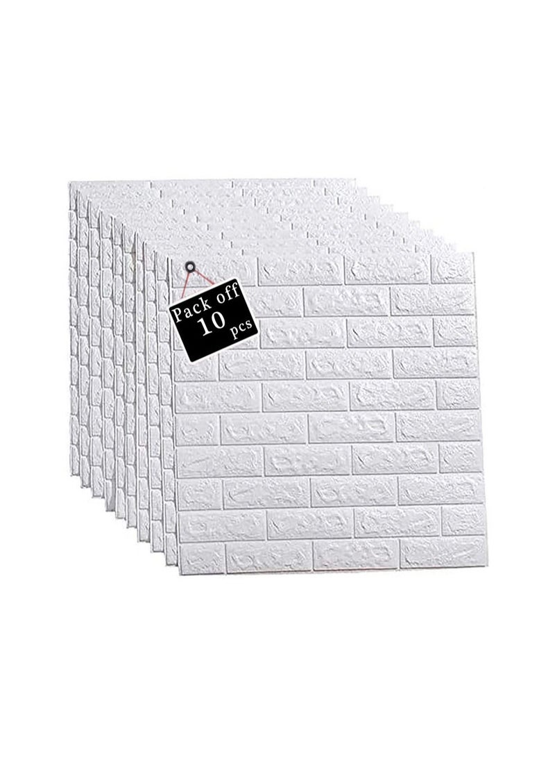 FFD 10PC 3D Wall Sticker Self Adhesive Wall Panels Waterproof Pe Foam White Wallpaper For Living Room TV Wall And Home Decor - Image 1