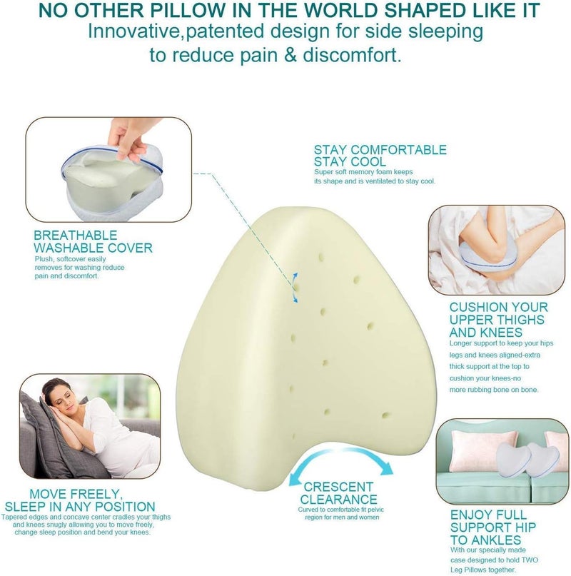 Sleeping Memory Foam Leg Pillow Cotton Leg Pillow Back Hip Joint Knee Pain Relief Cushion Legacy Leg Positioner for Side Sleepers Pregnancy Support Pillow - Image 3