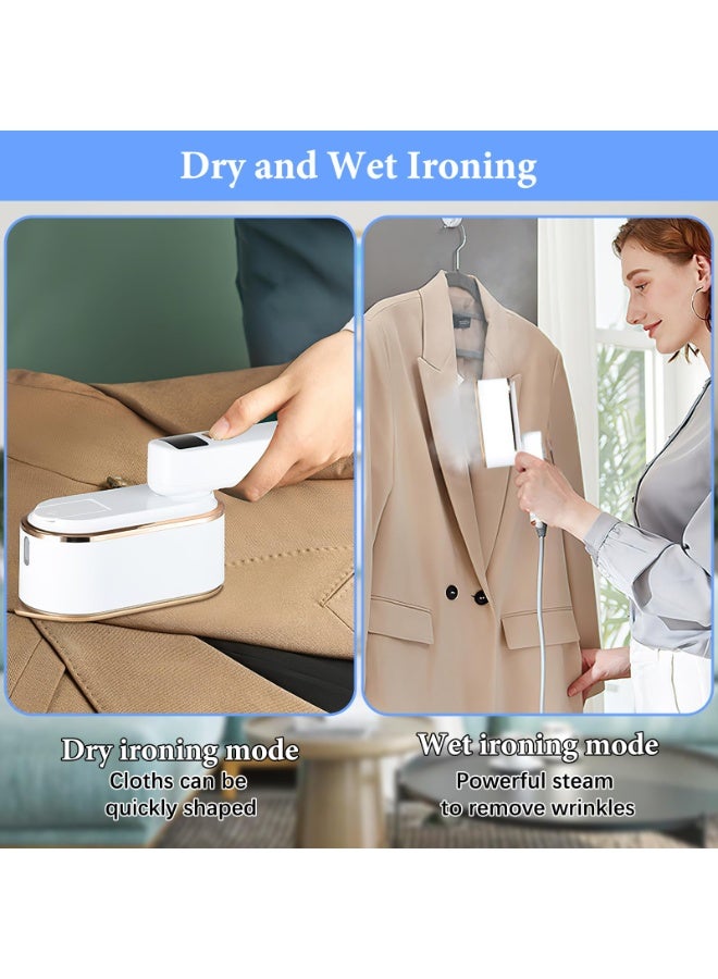 مكواة بخار سفر مع شاشة LCD، تسخين سريع في 10 ثوانٍ بقوة 2000 واط، مقبض دوار 180 درجة، مكواة ملابس محمولة يدوية، 3 مستويات بخار للسفر، المنزل، المكتب (أبيض) - Image 4