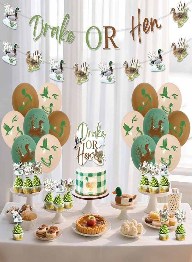 Balterever Mallard Duck Gender Reveal Party Decorations Drake or Hen Gender Reveal Banner Garland Duck Hunting Cupcake Cake Toppers for Party Supplies - Image 2