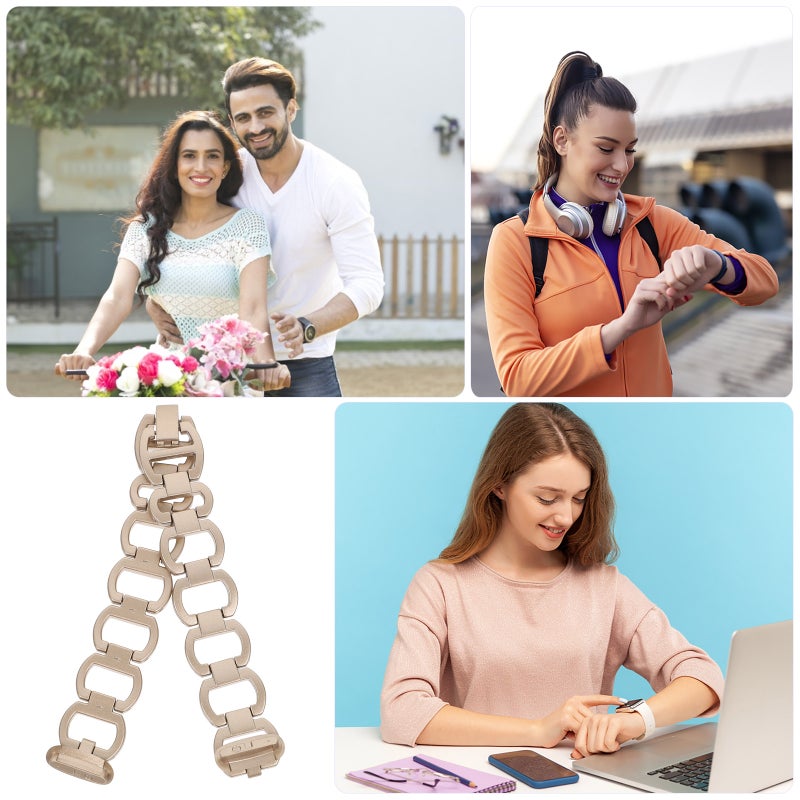 1 Pc Hollowed Watch Strap Stainless Steel Band Watch Chain Compatible for Fitbit - Image 5