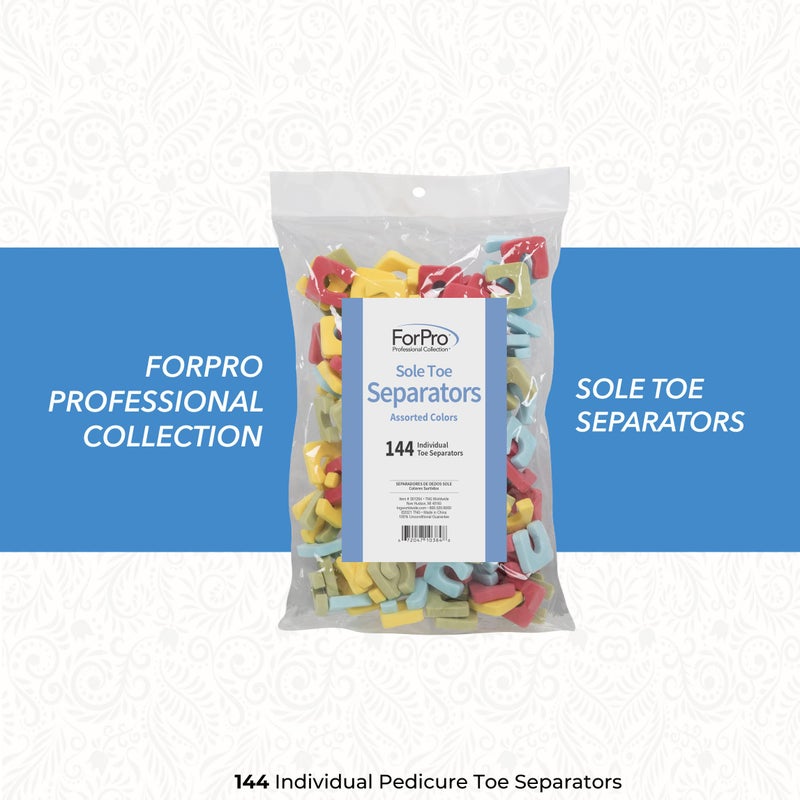 ForPro Professional Collection فور برو فاصل أصابع القدم، ألوان متنوعة، فواصل أصابع القدم الفردية، 1 بوصة عرض × 1 بوصة طول، 144 قطعة - Image 3