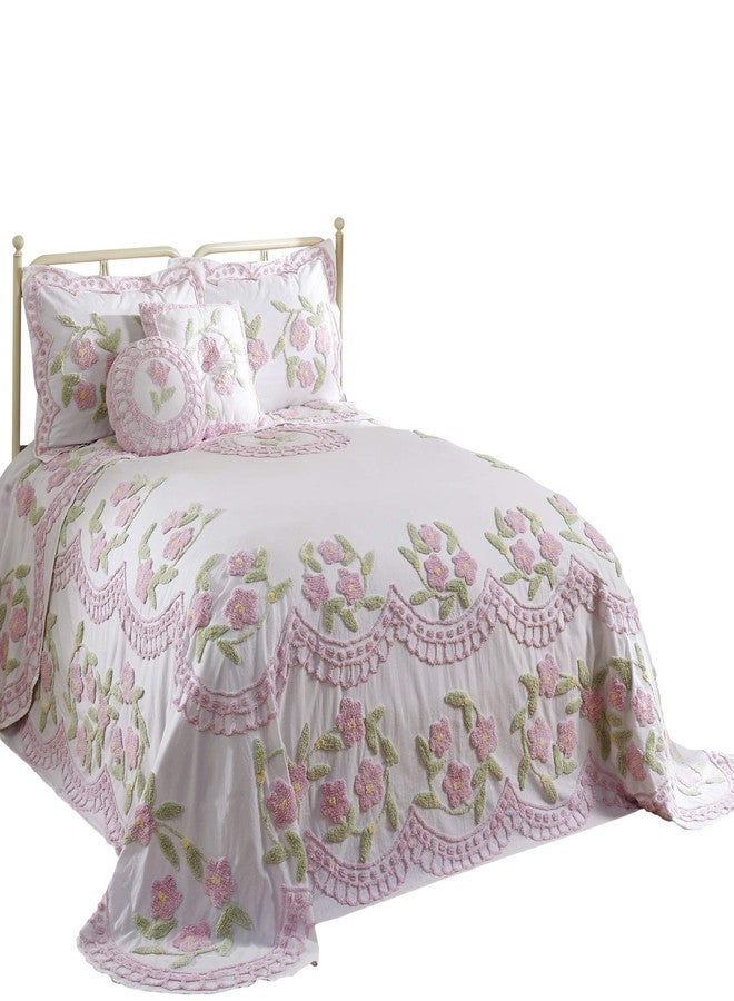 Better Trends 100% Cotton Chenille Bedspreads King Size, Bloomfield Collection Floral Design Bed Cover in Rose - Tufted Cotton Bedspreads, Lightweight Bedspreads & Coverlets - Image 4