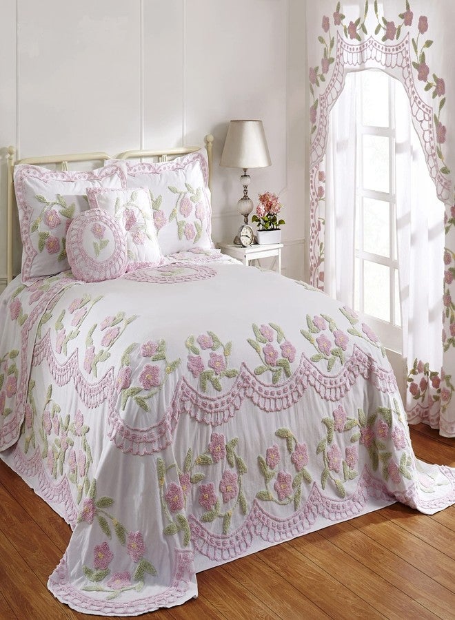 Better Trends 100% Cotton Chenille Bedspreads King Size, Bloomfield Collection Floral Design Bed Cover in Rose - Tufted Cotton Bedspreads, Lightweight Bedspreads & Coverlets - Image 1