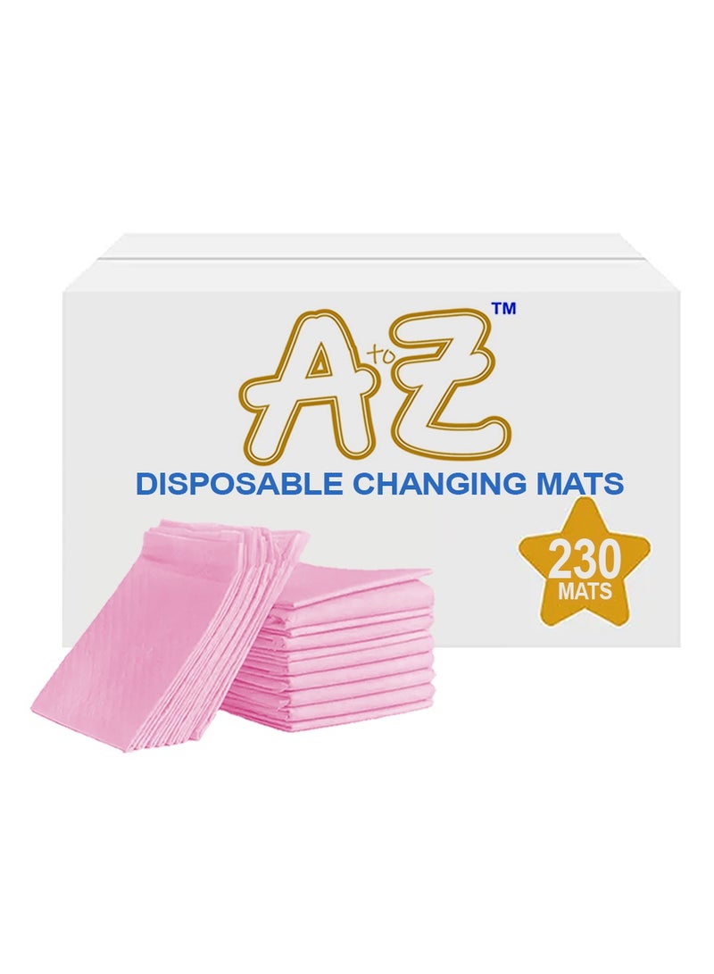 A TO Z A to Z - Disposable Changing Mat size (45cm x 60cm) Large- Premium Quality for Baby Soft Ultra Absorbent Waterproof - Pack of 230-Pink - Image 1