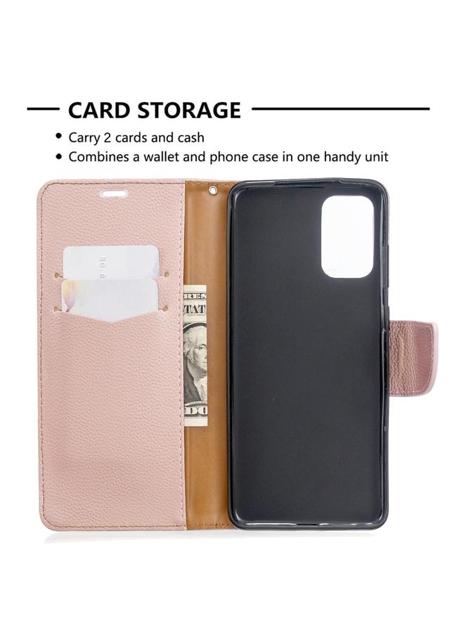 زبون جراب لهاتف Galaxy S20 Ultra من جلد البولي يوريثان بتصميم ليتشي بلون نقي مع حامل وفتحات للبطاقات ومحفظة وحبل تثبيت - Image 5