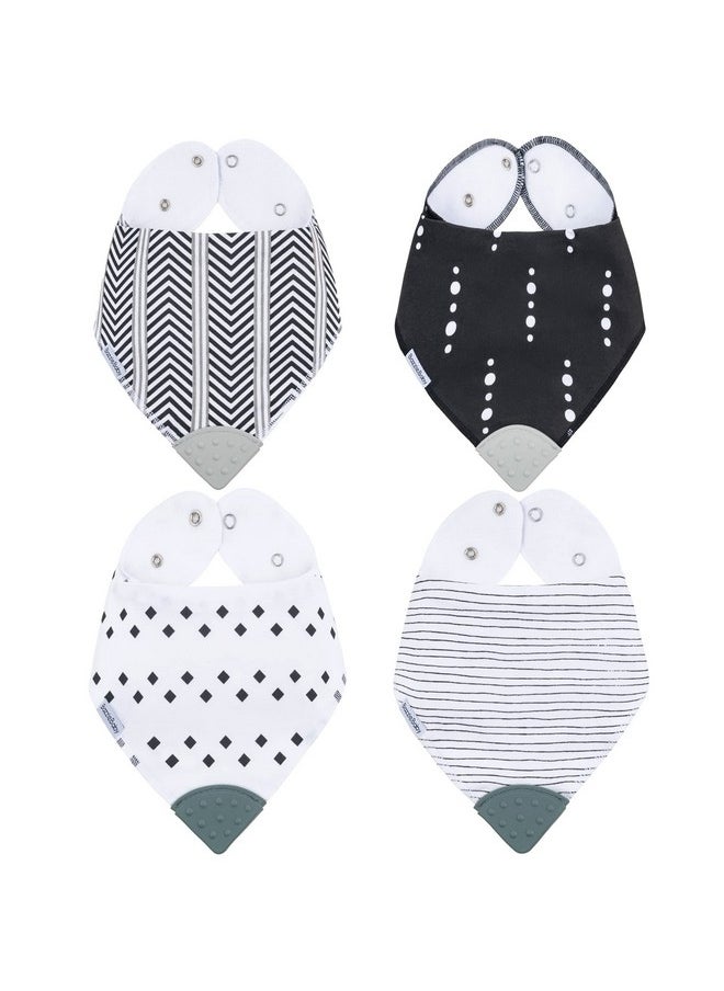 Bazzle Baby Bandana Bib Teething Bib With Teether Corners For Natural Teething Relief Cotton & Fleece Soak Up Drool Bib  - Image 1