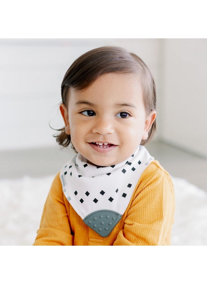 Bazzle Baby Bandana Bib Teething Bib With Teether Corners For Natural Teething Relief Cotton & Fleece Soak Up Drool Bib  - Image 4