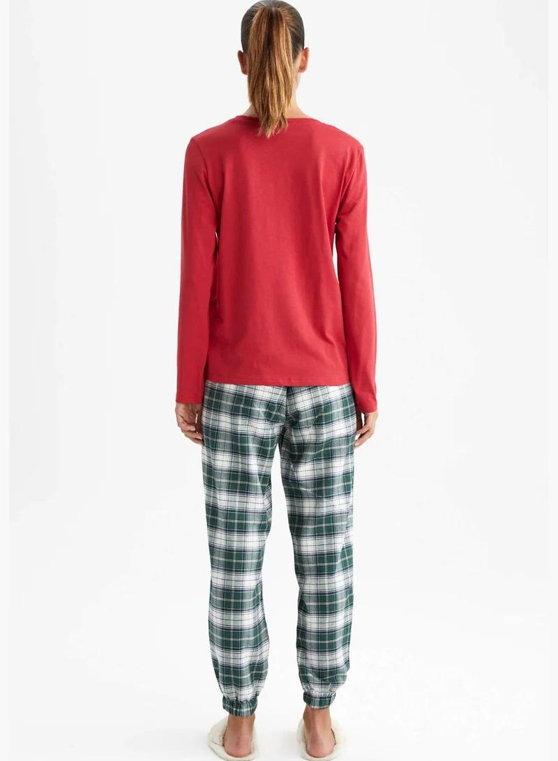DeFacto New Year 2 Pack Woman Crew Neck Long Sleeve Homewear Woven Sets