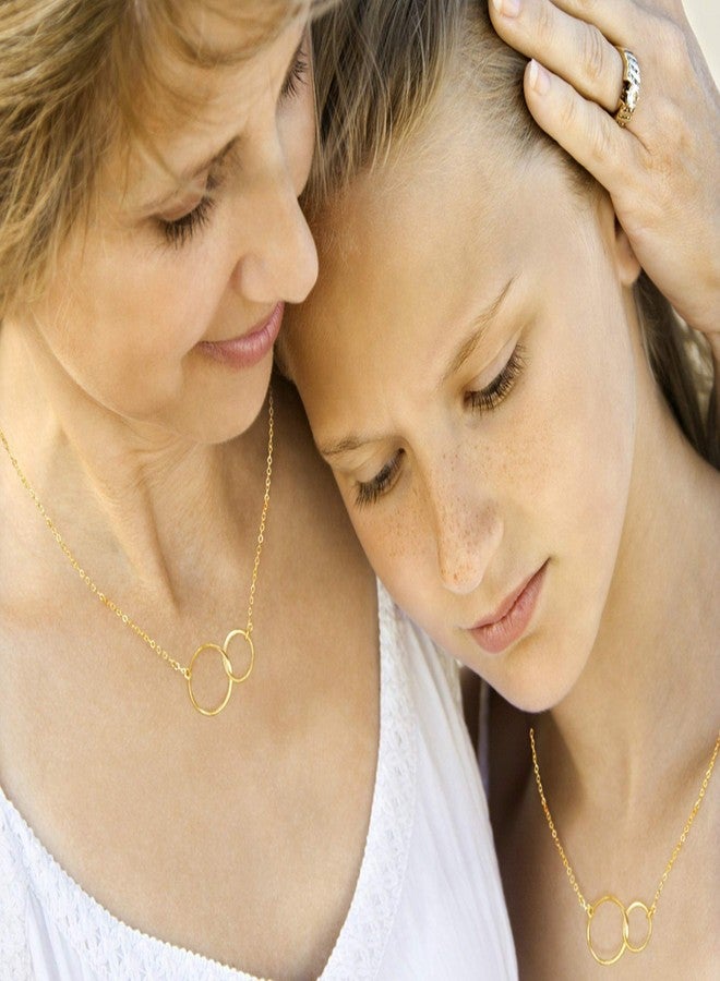 EFYTAL Gifts for Mom from Daughter, 14k Gold Plated Two Circles Necklace for Women, Mother Daughter Gift for Mom - Image 5