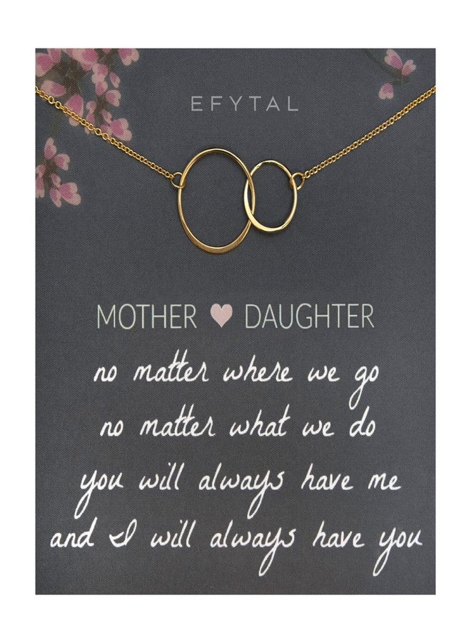 EFYTAL Gifts for Mom from Daughter, 14k Gold Plated Two Circles Necklace for Women, Mother Daughter Gift for Mom - Image 1