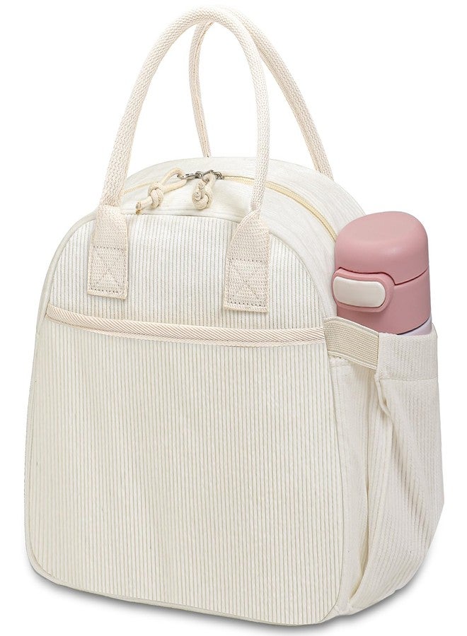 Carry bloom حقيبة غداء Carry bloom للنساء، حقيبة غداء معزولة، حقيبة غداء مخملية لطيفة، حقيبة غداء قابلة لإعادة الاستخدام للعمل (فيونكة زهرية وردية) - Image 2