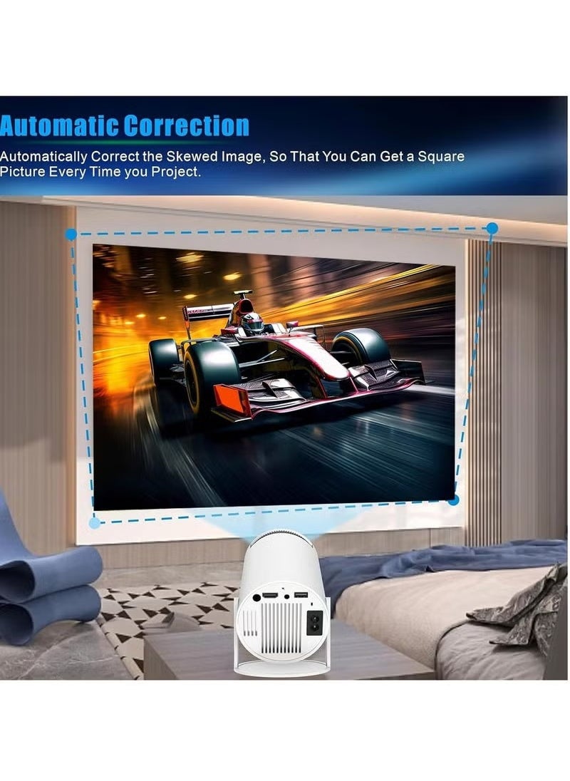 TIGER - HY300 Pro Mini Projector – Portable Smart Projector with 180° Rotation, 4K+ Support, WiFi 6 (5G), Bluetooth 5.0, Auto Keystone – Compatible with Android 13.0, TV Stick, HDMI, USB, TF Card & Audio Devices – Perfect for Home Theater, Movies, Gaming & Presentations - Image 1