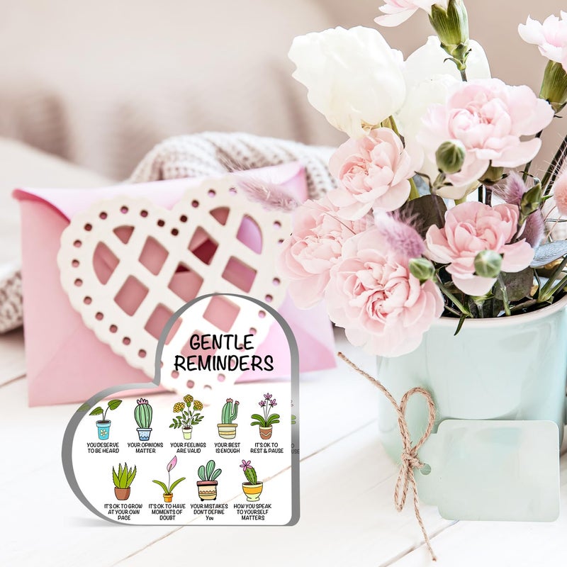 UBLURO Gentle Reminders Decor, Positive Affirmations Desktop Art Decorations for Home Therapy Office School Counselling Office Mental Health Awareness Gifts - Image 4