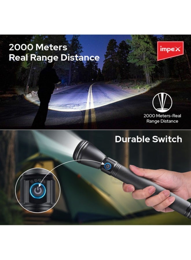 Impex Rechargeable LED Handheld Flashlight Torch Black/Clear 261mm - Image 5