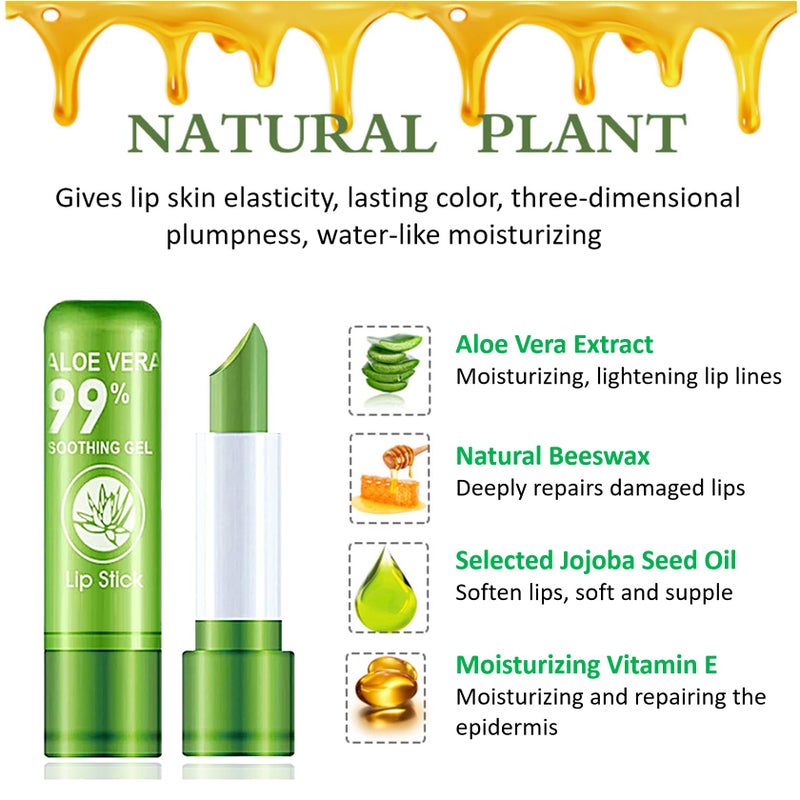 BKPPLZP 5 Pieces Aloe Vera Lipstick,Long Lasting Moisturizing Lip Balm,Nourishing Lip stick,Lipstick,Lip Balm,Magic Temp Color Change,Waterproof Lip Gloss Matte Makeup - Image 4