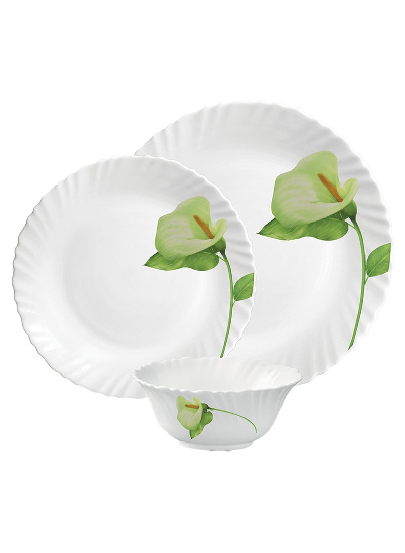 لاوبالا طقم عشاء كلاسيكي من La Opala مكون من 38 قطعة من مادة زجاجية، طقم عشاء عاجي أحمر الخدود، آمن للاستخدام في الميكروويف وغسالة الأطباق، طراز بسيط، أوعية وأكواب وأطباق قابلة لإعادة الاستخدام - Image 1