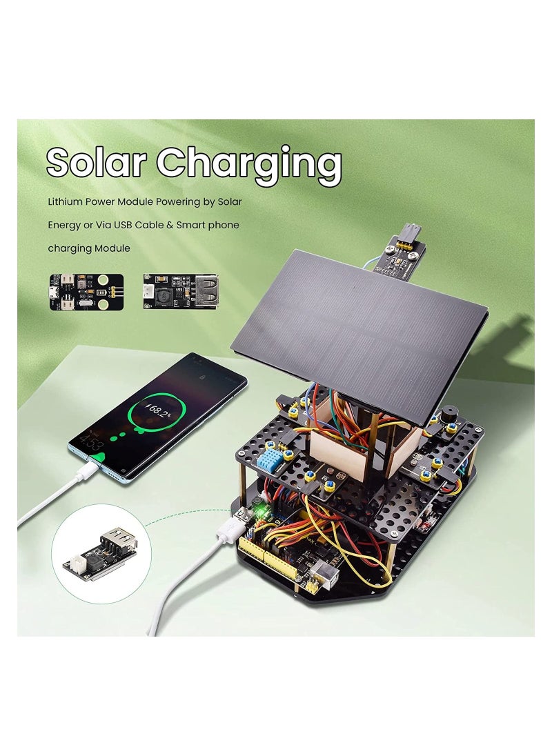 Keyestudio - Solar Tracking Kit Electronic Kit for Arduino Includes Smart Phone Charging Module Temperature and Humidity Sensor Light Sensor Educational Programming Gift for Kids and Students - Image 1
