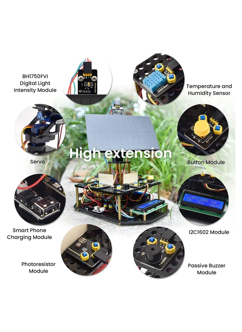 Keyestudio - Solar Tracking Kit Electronic Kit for Arduino Includes Smart Phone Charging Module Temperature and Humidity Sensor Light Sensor Educational Programming Gift for Kids and Students - Image 1